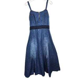 Vintage Lapis Denim Fit & Flare Dress – 1990s – Size XS/Small